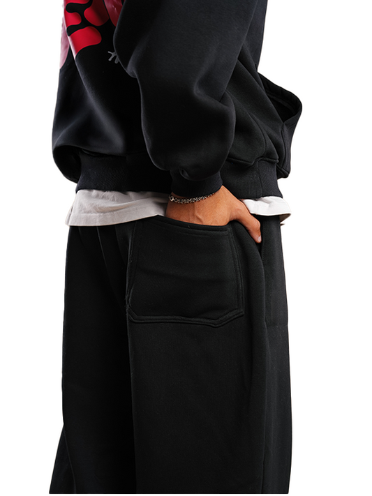 Black Oversized wide-leg sweatpants